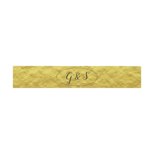 Elegante Wedding Gold Metallic Script-Initialen Einladungsbanderole (Flach)