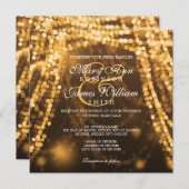 Elegante Wedding Gold String Lights Einladung (Vorne/Hinten)