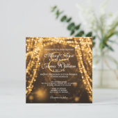 Elegante Wedding Gold String Lights Einladung (Stehend Vorderseite)
