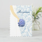 Elegante Wedding Gown Blue Empfang Card Einladung (Stehend Vorderseite)