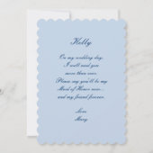 Elegante Wedding Gown Blue Trauzeugin Card Einladung (Rückseite)