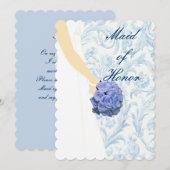 Elegante Wedding Gown Blue Trauzeugin Card Einladung (Vorne/Hinten)
