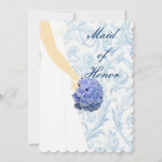 Elegante Wedding Gown Blue Trauzeugin Card Einladung (Vorderseite)