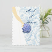 Elegante Wedding Gown Blue Trauzeugin Card Einladung (Stehend Vorderseite)