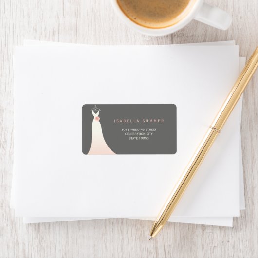 Elegante Wedding Gown Brautparty Address Labels Adressaufkleber (Insitu)