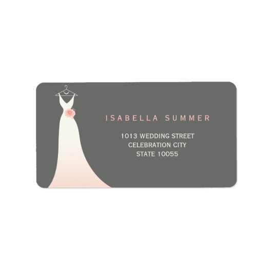 Elegante Wedding Gown Brautparty Address Labels Adressaufkleber (Vorne)