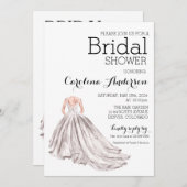 Elegante Wedding Gown Bridal Dusche Einladung (Vorne/Hinten)