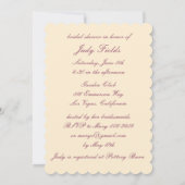 Elegante Wedding Gown Bridal Dusche Einladung (Rückseite)