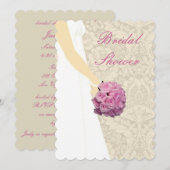 Elegante Wedding Gown Bridal Dusche Einladung (Vorne/Hinten)