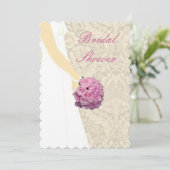 Elegante Wedding Gown Bridal Dusche Einladung (Stehend Vorderseite)