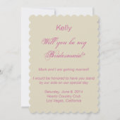 Elegante Wedding Gown Bridesmaid Card Einladung (Rückseite)