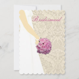 Elegante Wedding Gown Bridesmaid Card Einladung