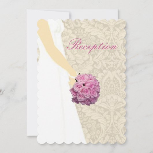 Elegante Wedding Gown Empfang Card Einladung (Vorderseite)