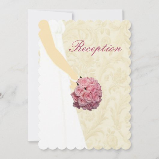 Elegante Wedding Gown Empfang Card Einladung (Vorderseite)