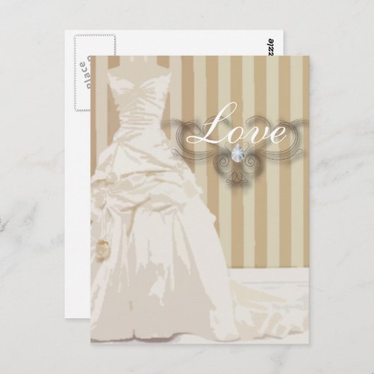 Elegante Wedding Gown Gastgeschenk Hochzeit Postkarte (Vorne/Hinten)