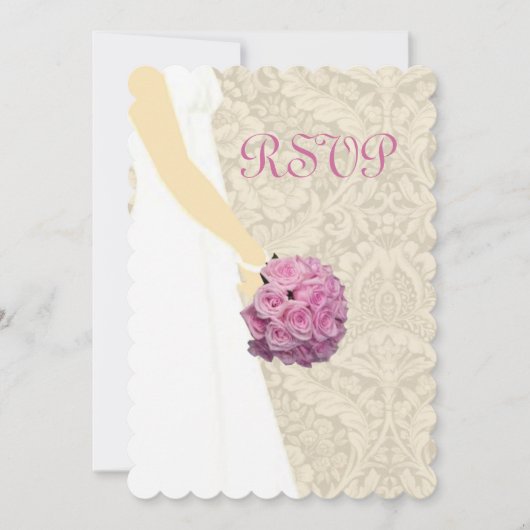 Elegante Wedding Gown Response Card Einladung (Vorderseite)