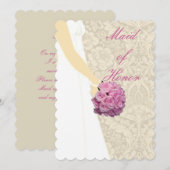 Elegante Wedding Gown Trauzeugin Card Einladung (Vorne/Hinten)