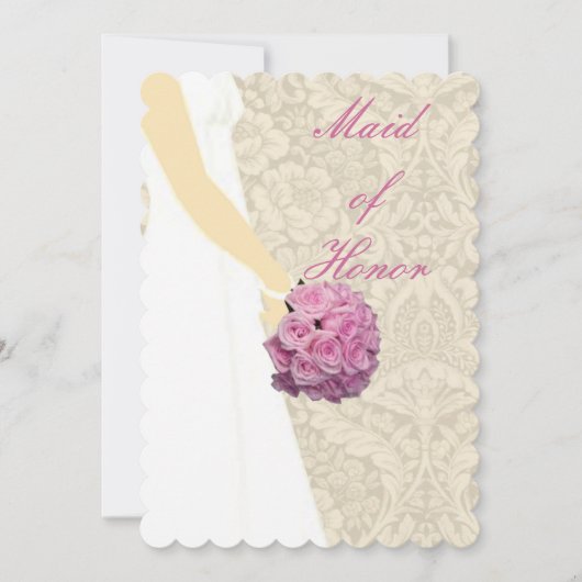 Elegante Wedding Gown Trauzeugin Card Einladung (Vorderseite)