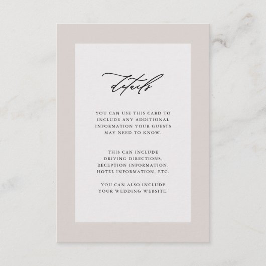 Elegante Wedding Guest Details Schwarz Begleitkarte (Vorderseite)