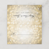 Elegante Wedding Guest Platzkarte Gold Bokeh Light (Außenseite Aufgefaltet)