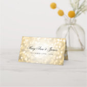 Elegante Wedding Guest Platzkarte Gold Bokeh Light (Rückseite)