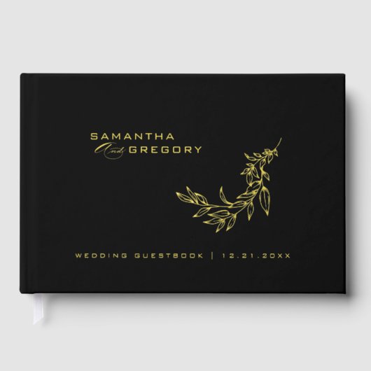 Elegante Wedding Guestbook Monogram Gold Foil Gästebuch (Vorderseite)
