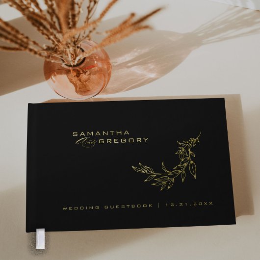Elegante Wedding Guestbook Monogram Gold Foil Gästebuch