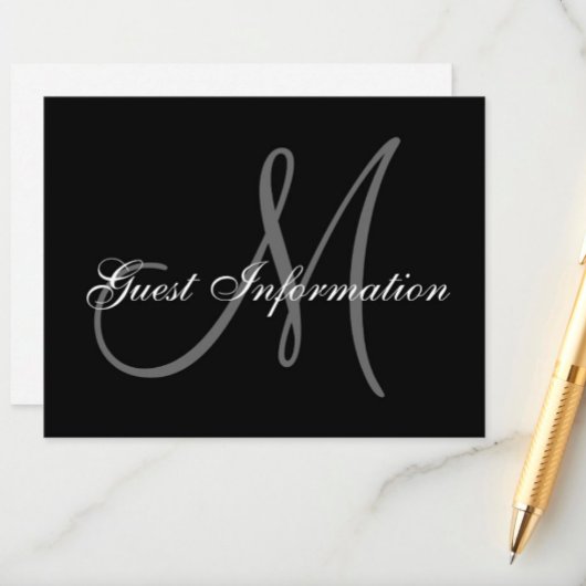 Elegante Wedding Information Card mit Monogramm Begleitkarte