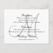 Elegante Wedding Information Card mit Monogramm Begleitkarte (Rückseite)