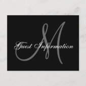 Elegante Wedding Information Card mit Monogramm Begleitkarte (Vorderseite)