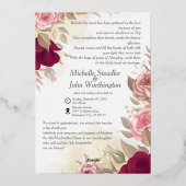 Elegante Wedding Invitation Rose Blume rot Folieneinladung (Rückseite)