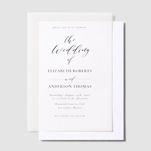 Elegante Wedding Invitation Sheer Overlay Vellum Pergament Einladungen (Versetzt)