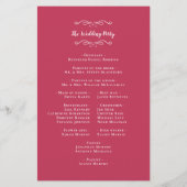 Elegante Wedding Magenta Roter Chic Zeremonie Prog (Rückseite)
