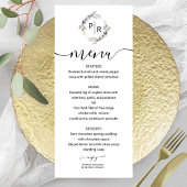 Elegante Wedding Menu Floral Monogram Card