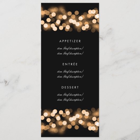 Elegante Wedding Menu Gold Hollywood Glam Menükarte (Vorderseite)