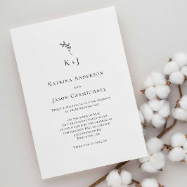Elegante Wedding Minimal Simple Monogram Einladung