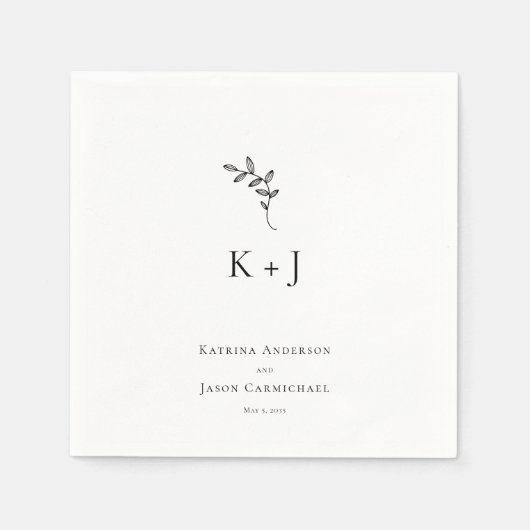 Elegante Wedding Minimal Simple Monogram Serviette (Vorderseite)