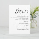 Elegante Wedding Modern Script Details Einladung (Stehend Vorderseite)