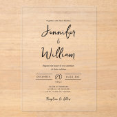 Elegante Wedding Modern Script Typografie Acryleinladungen (Vorderseite)