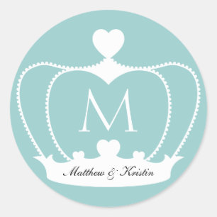 Elegante Wedding Monogram Crown Aufkleber