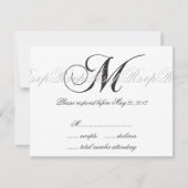 Elegante Wedding Monogram M RSVP Karten Schwarz (Rückseite)