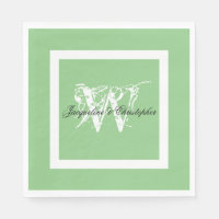 Elegante Wedding Monogram Name Chic Soft Mint Gree