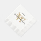 Elegante Wedding Monogram + Names Chic White Serviette (Ecke)