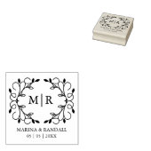 Elegante Wedding Monogram Ornament Initials Gummistempel (Stempel)