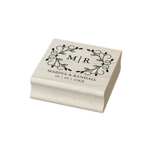 Elegante Wedding Monogram Ornament Initials Gummistempel (Stempel)