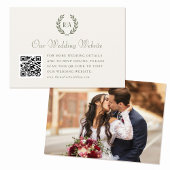 Elegante Wedding Monogram QR Code Grüne Creme Begleitkarte