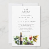 Elegante Wedding Monogram Weinkellerei Einladung (Vorderseite)