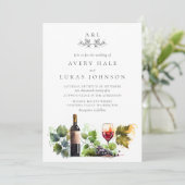 Elegante Wedding Monogram Weinkellerei Einladung (Stehend Vorderseite)