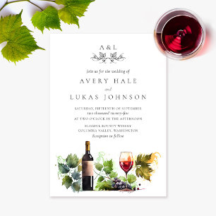 Elegante Wedding Monogram Weinkellerei Einladung