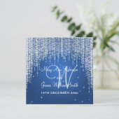 Elegante Wedding Night Dazzle Dark Blue Einladung (Stehend Vorderseite)